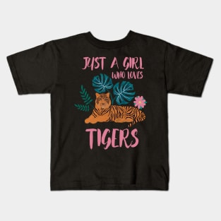 Just A Girl Who Loves Tigers Kids T-Shirt